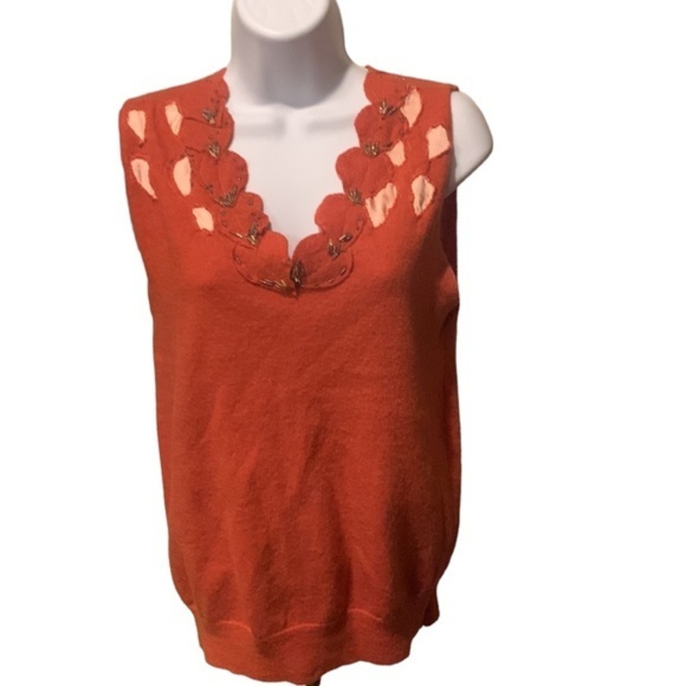 Original Sweater Beaded Neckline and Bird Back Two small holes size Med